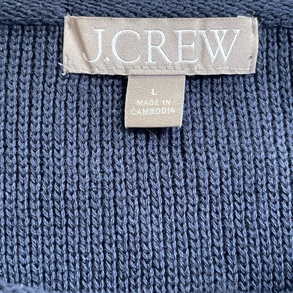 J. Crew Striped Emilie Patch Pocket Sweater Cardigan Size L - Picture 4 of 5